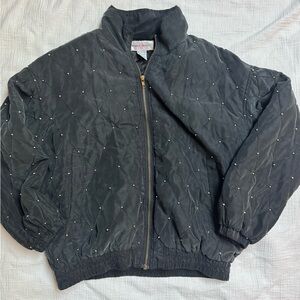 Vintage Marguerite Li Quilted Silk Bomber Jacket L